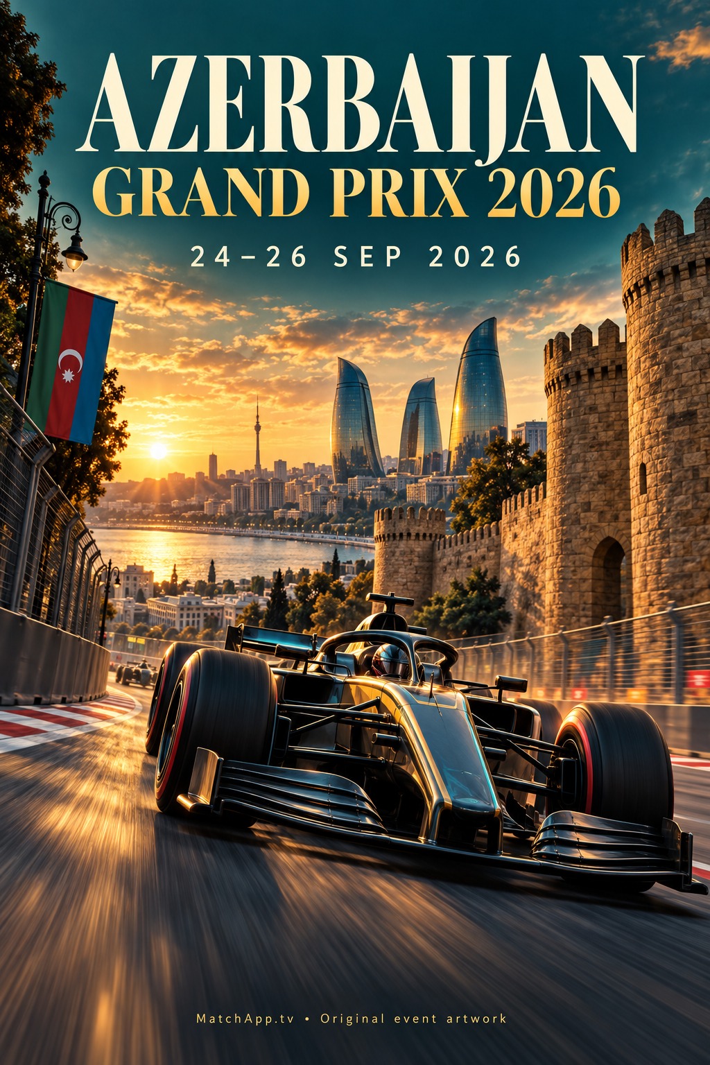 Azerbaijan Grand Prix 2026 — MatchApp original editorial artwork